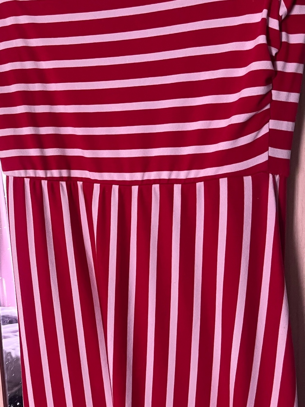 Red and White Striped Maxi Dress